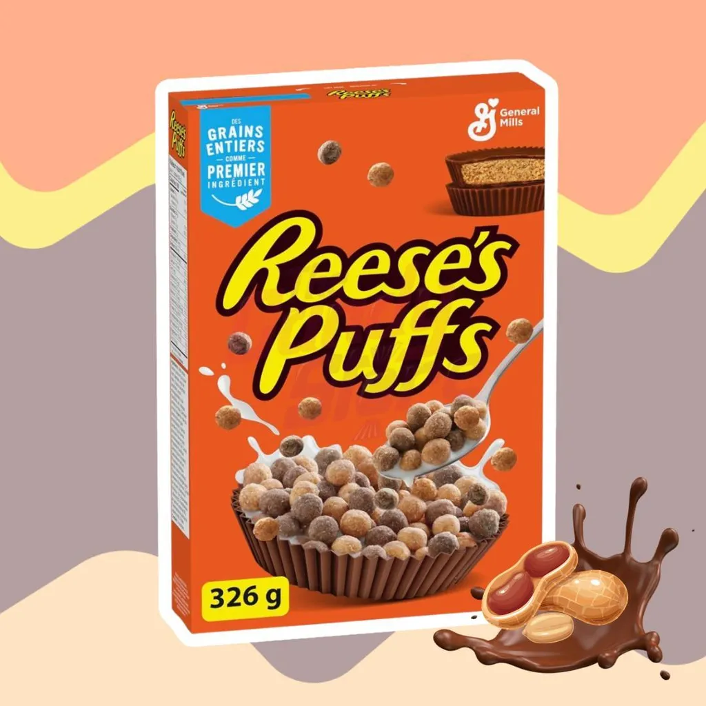 Reese’s Puffs Cereal 326g – Peanut Butter & Chocolate Flavoured Whole Grain Corn Puffs+Heartforcards Versandschutz