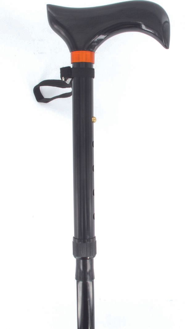 Rehaforum travel stick RFM with derby handle, height adjustable and foldable black 1 St