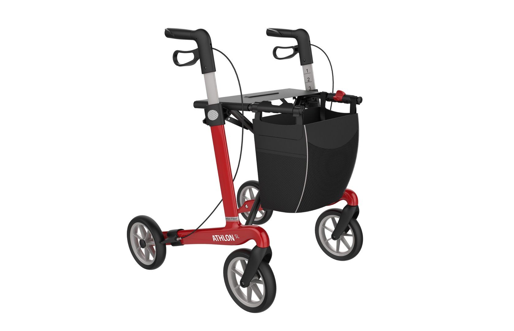 Rehasense Carbon Rollator Athlon SL with soft tires M red 1 St