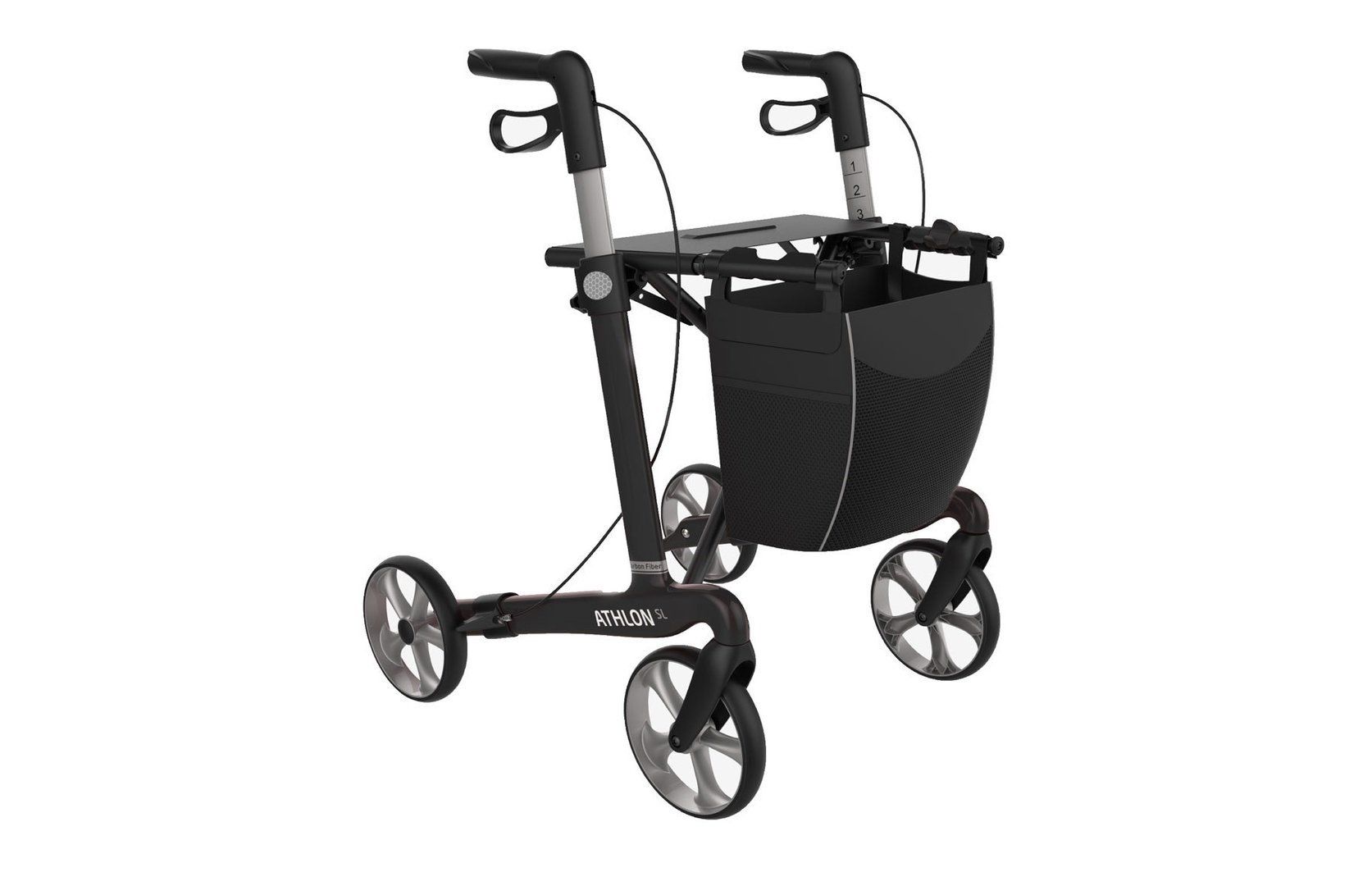 Rehasense Carbon Rollator Athlon SL with soft tires Black L 1 St