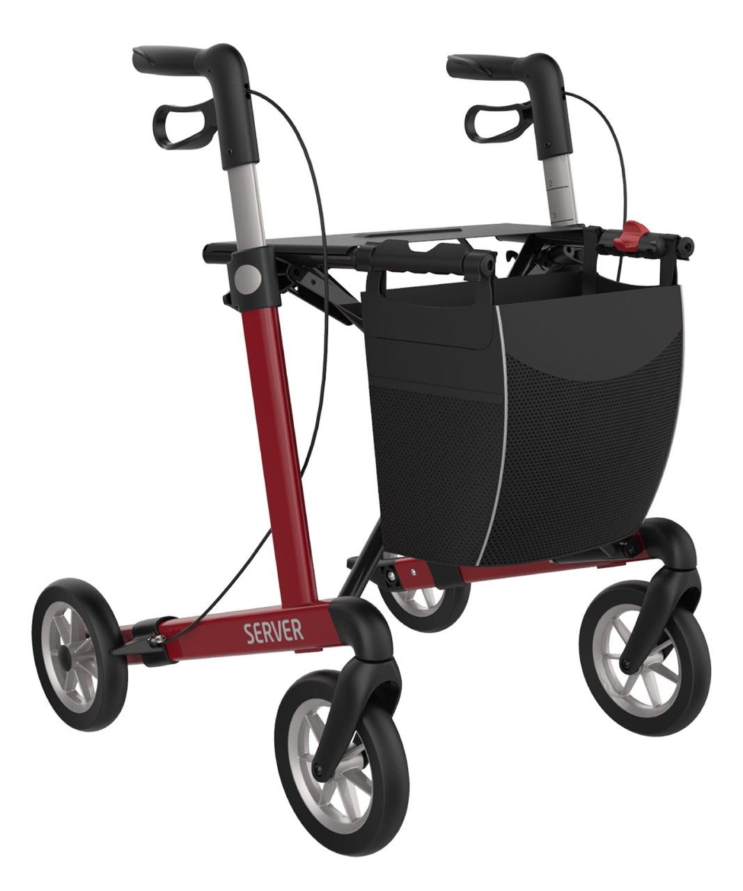 Rehasense Server M comfort soft bike rollator wine red 1 St