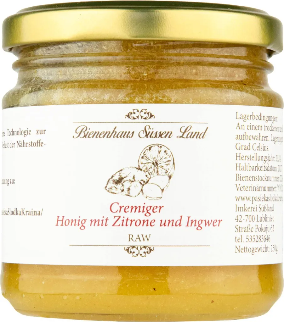 Pure & Delicious: 250g Sweet Land Apiary Raw & Pure Creamy Blossom Honey with Lemon and Ginger 🍯🍋🧡"