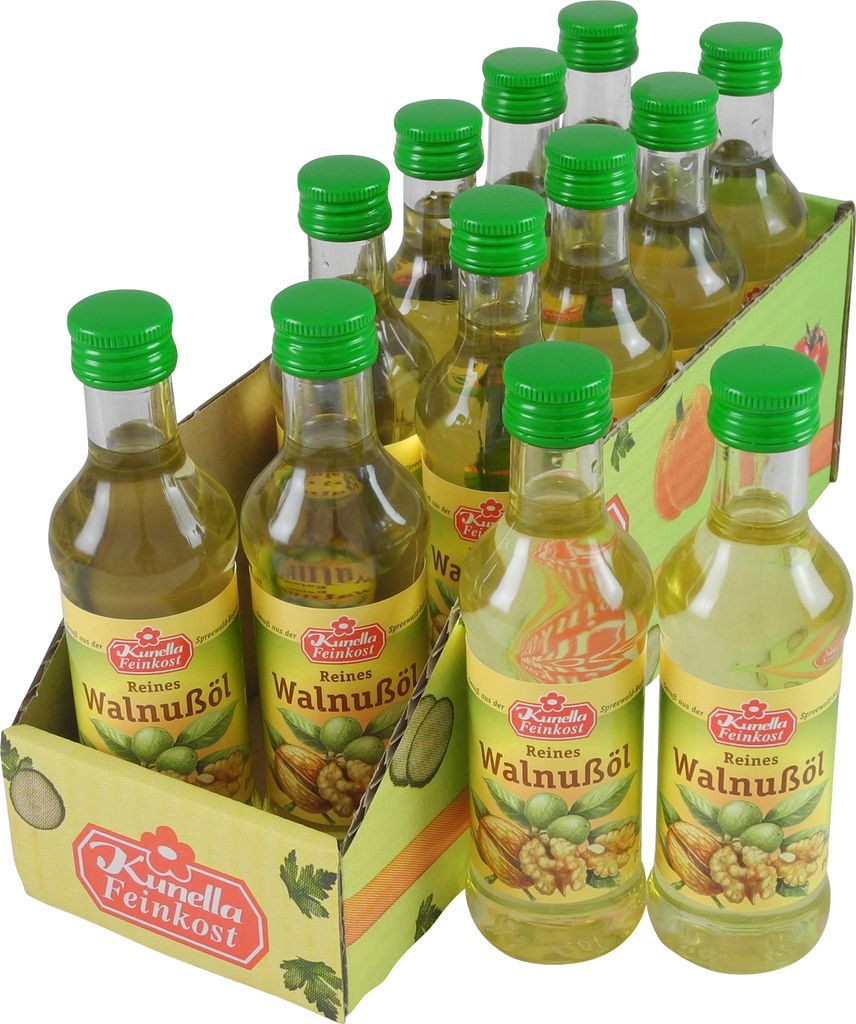 Pure walnut oil from Kunella Feinkost - 12-pack (12 bottles of 100 ml each)