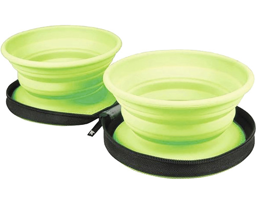 Kiwi Walker Travel food bowl dog Kiwi Travel Double Bowl green 16.5 x 4.5 cm for on the go