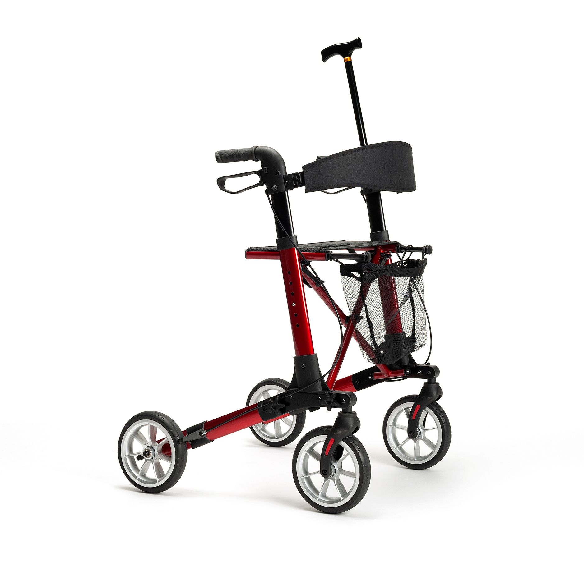 Vermeiren Travel rollator QUADRI LIGHT | 3-way foldable, ultra-compact, RED