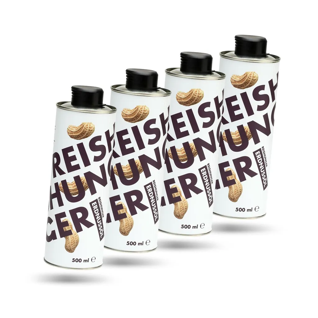 REISHUNGER Premium Peanut Oil 4x500ml (also available in 500ml) - Perfect for cooking & frying - Vegan & Gluten-free