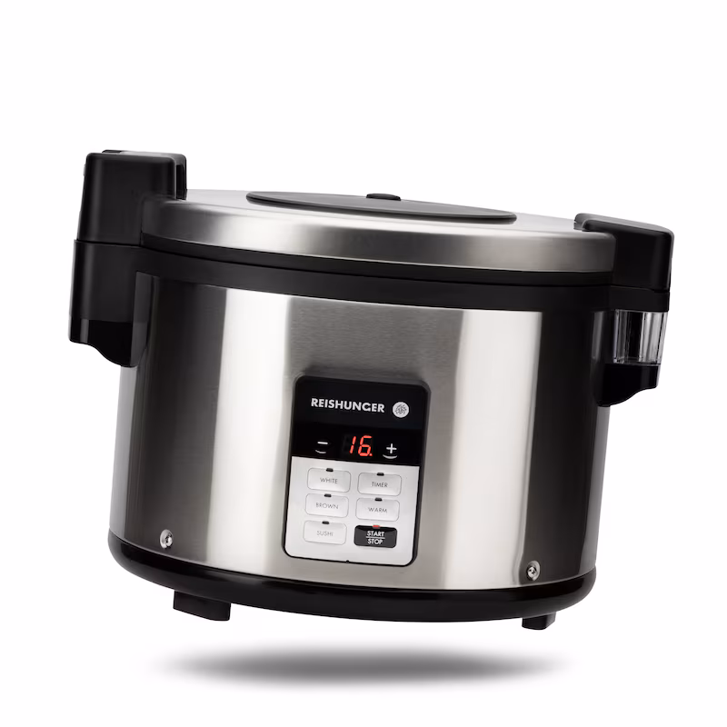 Reishunger Professional Gastro Rice Cooker - up to 32 servings - 5.8 L - stainless steel housing - double non-stick coating - & timer - 3 programs