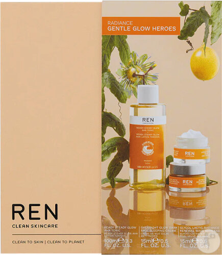 REN Clean Skincare Radiance Gentle Glow Heroes 3 products