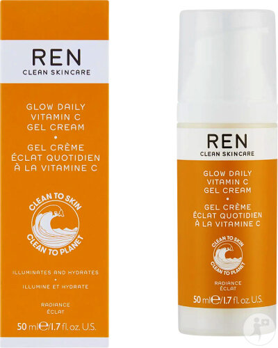REN Clean Skincare Radiance Glow Daily Vitamin C Gel Cream Pump Bottle 50ml