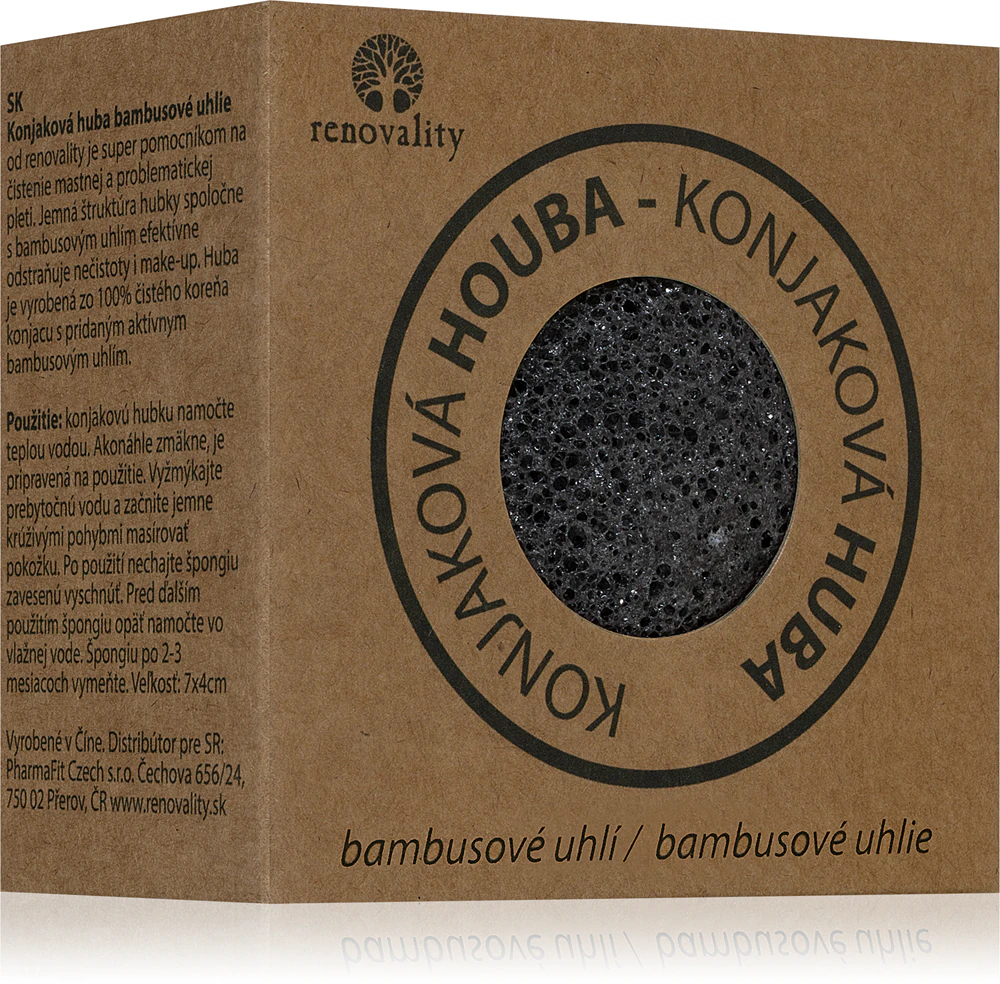 Renovality Konjac mushroom bamboo charcoal cleansing sponge for impure skin