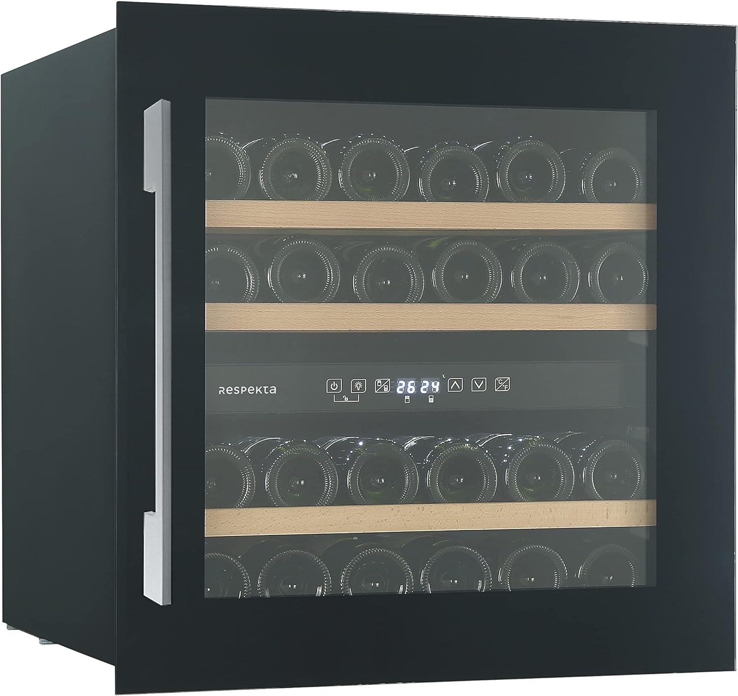 Respekta Built-In Wine Fridge for 36 Standard Bottles / 85 L Capacity / 2 Temperature Zones 5°-22°C/Touch Control/LED Light/Changeable Door Hinge/Max. 41 dB/WKSE 36-19