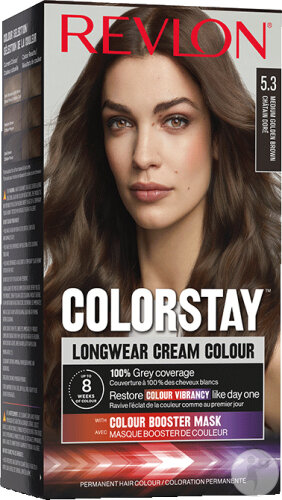 Revlon Colorstay Permanent Hair Coloring Long Lasting Cream N°5.3 Chestnut Brown Light Gold 1 Kit