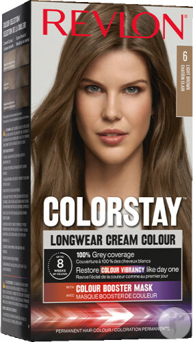Revlon Colorstay Permanent Hair Coloring Long Lasting Cream N°6 Light Chestnut Brown 1 Kit
