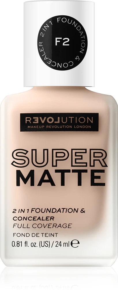 Revolution Relove Super Matte Foundation long-lasting mattifying make-up Farbton F2 24 ml