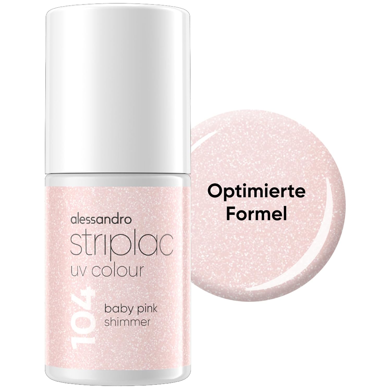 alessandro Striplac UV Nail Polish Baby Pink Shimmer - Opaque & Scratch-Resistant up to 15 Days - Easy Application - Gentle Peel Technology - Vegan - Nude, 6.5 ml