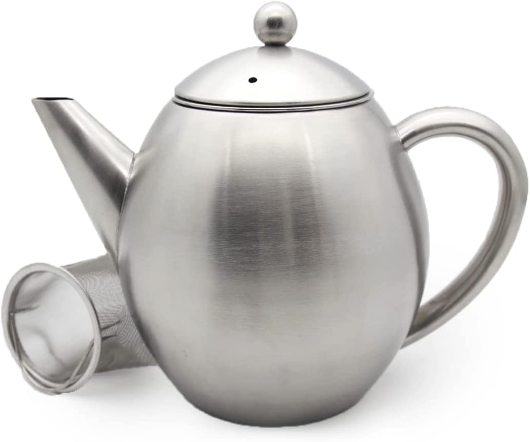 Vaja Trends | Teapot | Stainless Steel | Matte Stainless Steel | Double-walled | 1.2 L | Does not drip | Keeps tea hot for a long time | Includes filter | Beautiful and functional design | Stainless steel