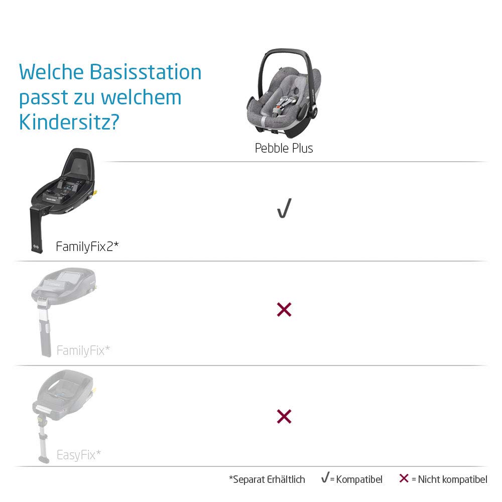 Maxi-Cosi Pebble Plus Baby Seat, Group 0+ i-Size Child Seat (0-13 kg), From Birth To Approximately 12 Months - Suitable For FamilyFix One Base Station Baby car seat