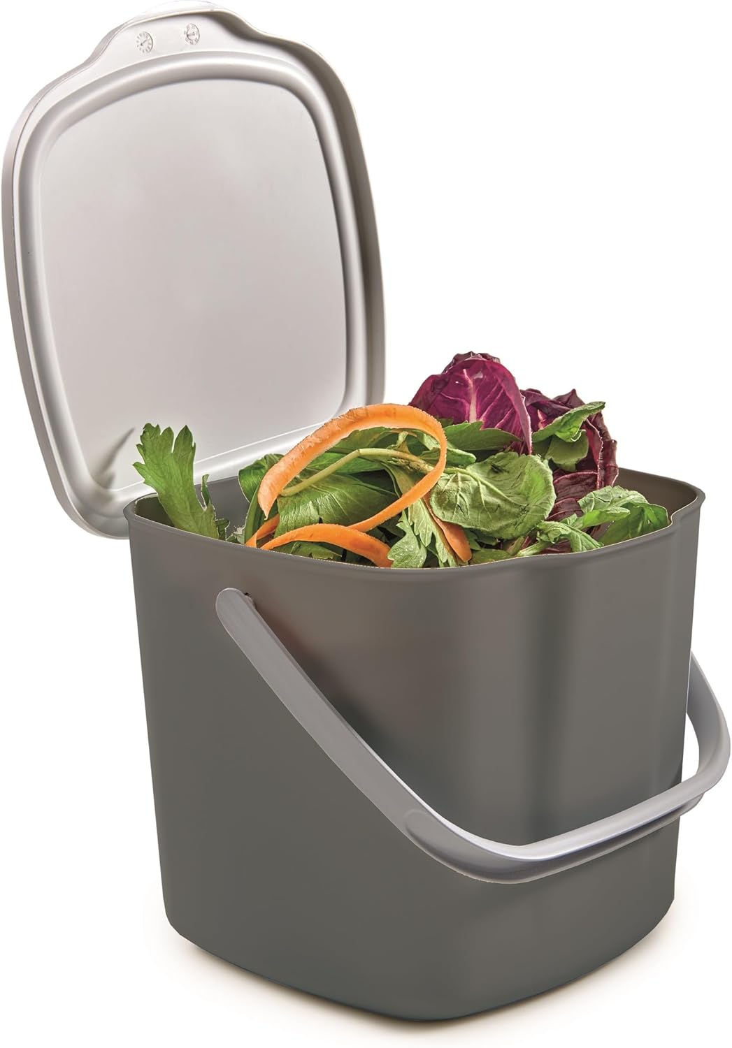 Snips Organic Waste Bin, Compost Bin, Kitchen Waste Bin with Lid and Handle, 3 L, Organic Rubbish Bin, Kitchen Waste Bin, 20.5 x 18.5 x 16.7, Made in Italy, Grey, BPA-Free