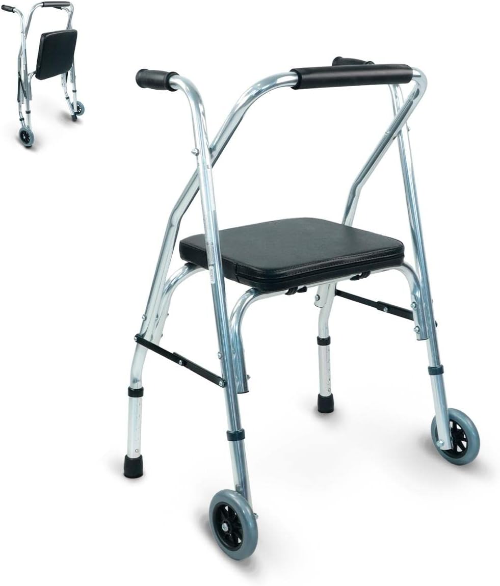 Aluminium Walking Frame | Folded Width | Colour: Silver and Black |Model: Compostela | Mobiclinic