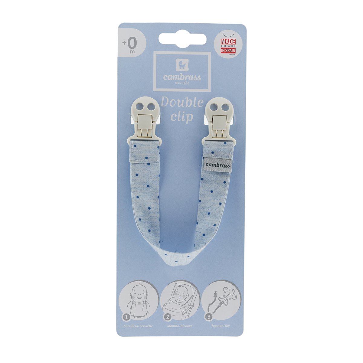 Cambrass 38963 Stela Sky Blue Polka Dot Bib Holder 2 x 27.5 cm