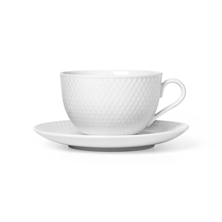 lyngby-porcelan Rhombe Teacup With Saucer