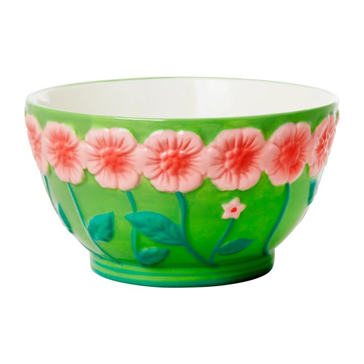 Rice Embossed Flower Ceramic bowl Ø14.5cm