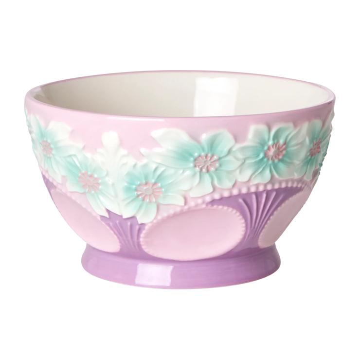 Rice Embossed Flower Ceramic bowl Ø14.5cm