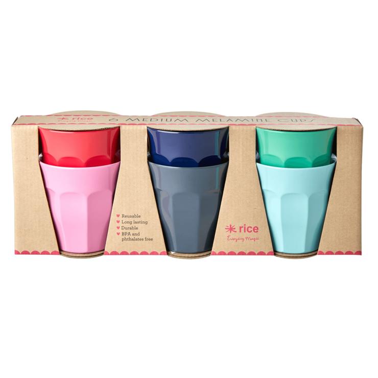 Rice Melamine Cups Medium 6-Pack