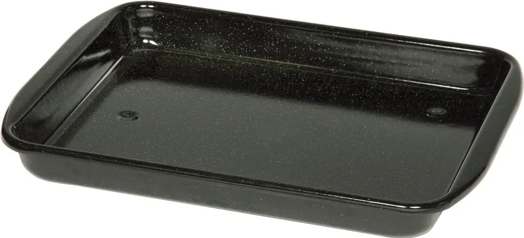Riess low-profile oven pan 33/42/4.5 cm, enamel baking/roasting dish, black