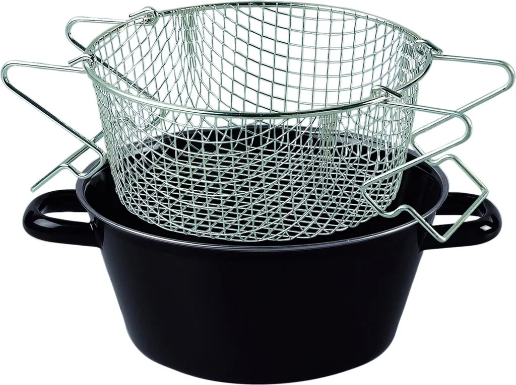 Riess French fry pan with insert Ø20cm Black Enamel