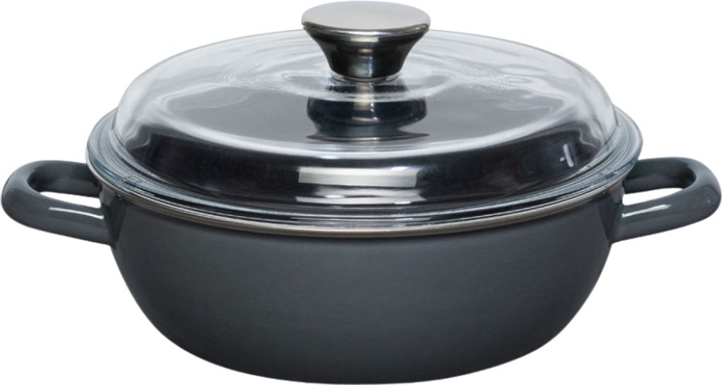 Riess braising pan with glass lid, 20cm high, DARK GREY
