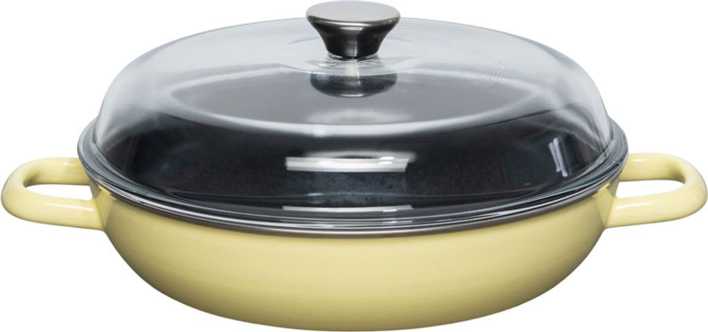 Riess braising pan with glass lid 24cm LEMON