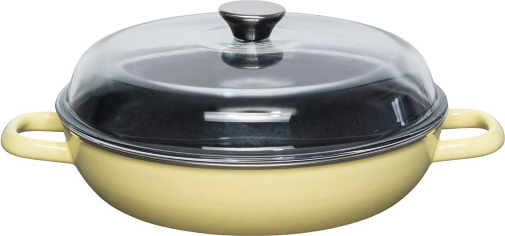 Riess braising pan with glass lid 28cm LEMON