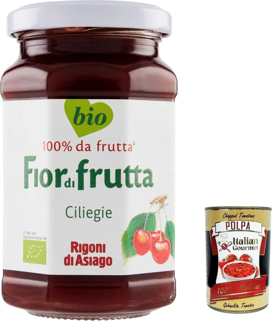 Rigoni di Asiago 6 x 250g - Fiordifrutta Fruit Spread - Cherry - Spread, Jam, Marmalade, Bread Spread, Original from Italy + Italian Gourmet Polpa 400g