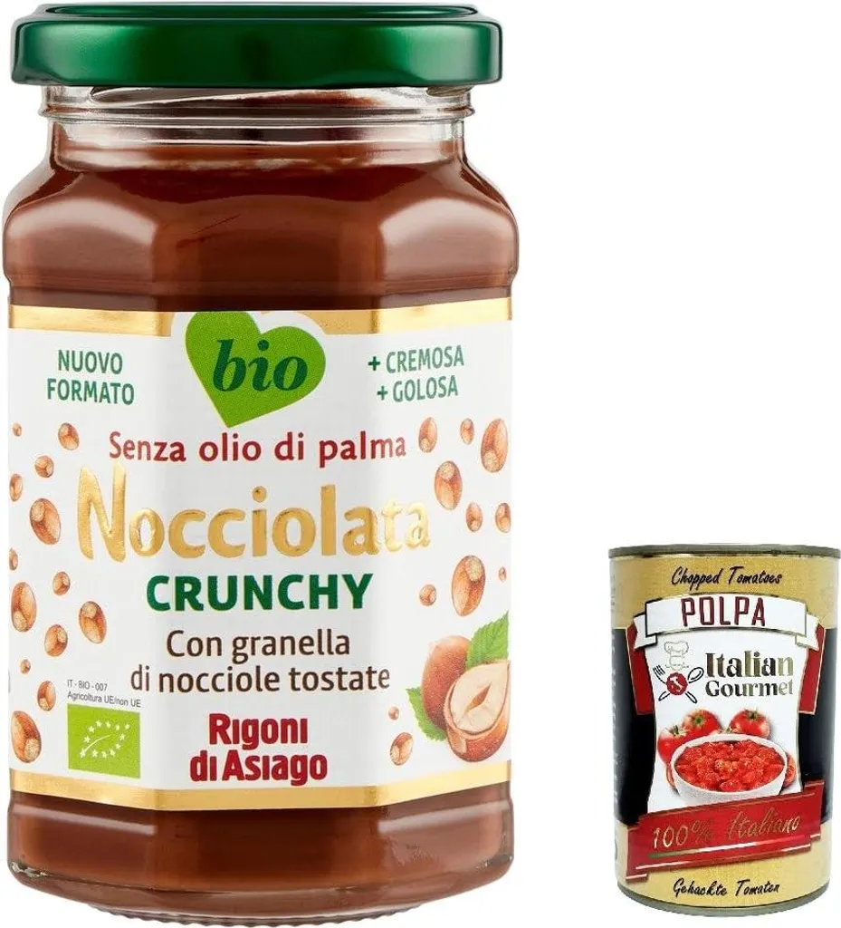 Rigoni di Asiago Nocciolata - Crunchy, 3 x 250g, Hazelnut Cream without Palm Oil, Nut Nougat Cream without Palm Oil, Delicious Spread + Italian Gourmet Polpa 400g