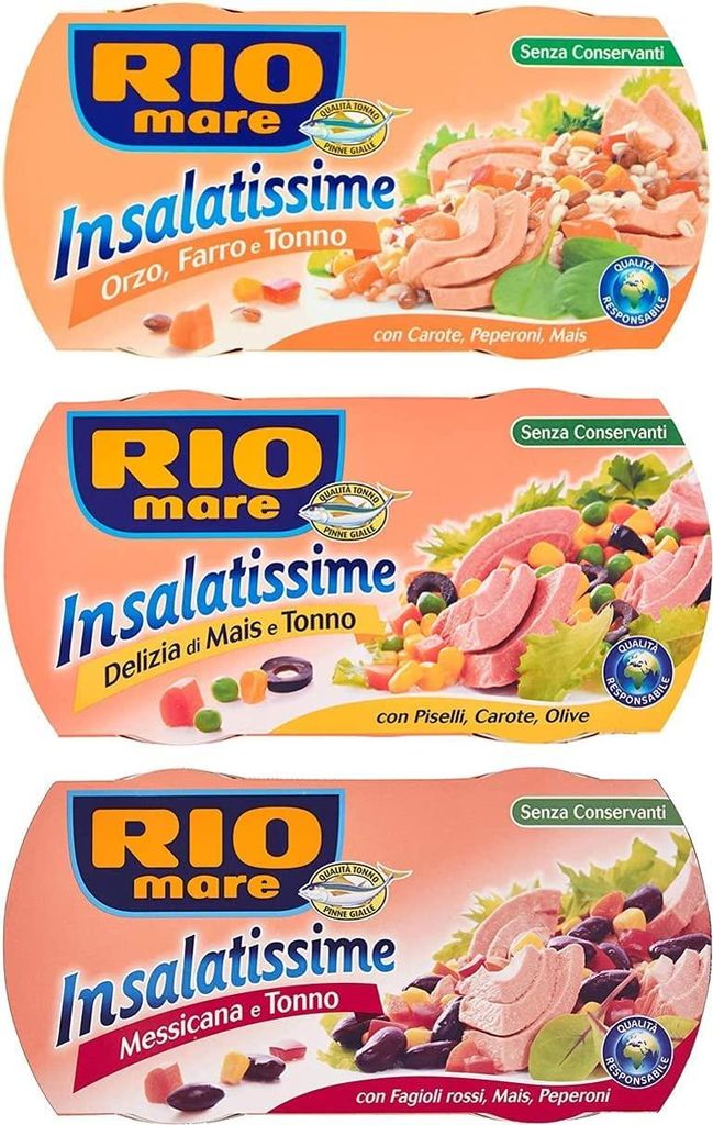 Rio Mare Insalatissime test package - Insalatissime Delizia di Mais e Tonno Pinne Gialle 2 x 160g + Insalatissime alla Messicana e Tonno Pinne Gialle 2 x 160g + Insalatissime Orzo, Farro e Tonno 2 x 160g