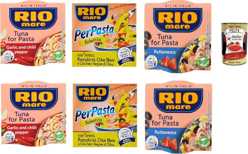 Rio Mare Per Pasta Test Pack: Tuna Fur Pasta 6 x 160g + Italian Gourmet Polpa 400g
