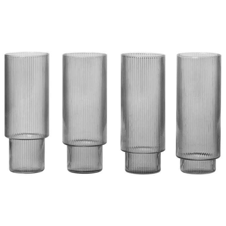 Ferm Living Ripple Highball Glass 4-Pack