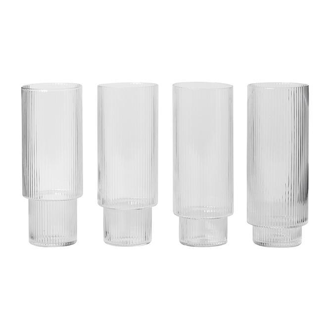 Ferm Living Ripple Highball Glass 4-Pack