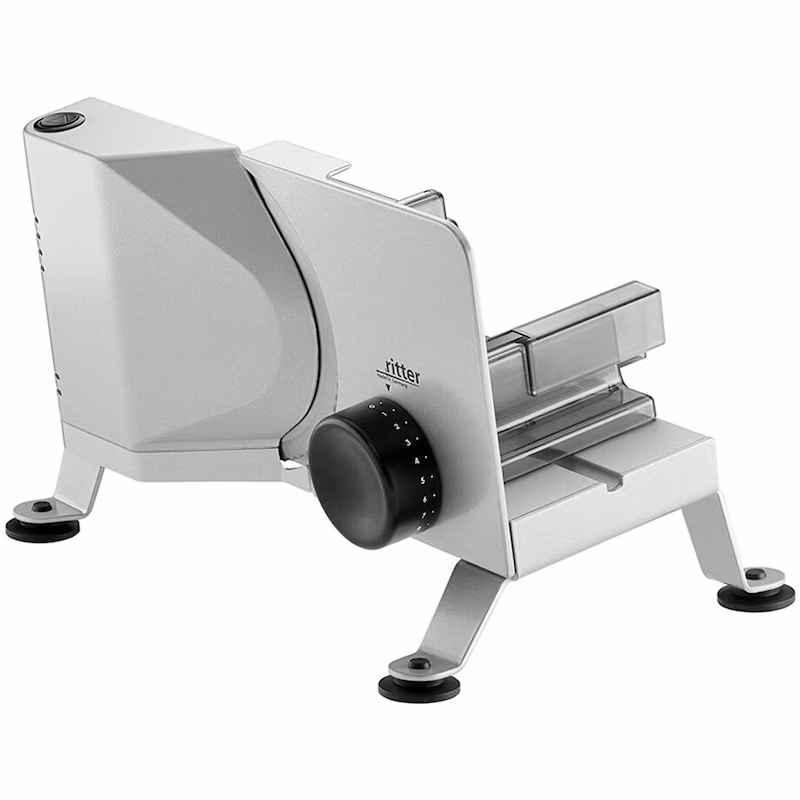 Ritter Libero 3 Electric Metal All-Purpose Slicer, Bread Slicer with Serrated Blade, Multi-Cutter with Angled Right Stop, 65 Watts