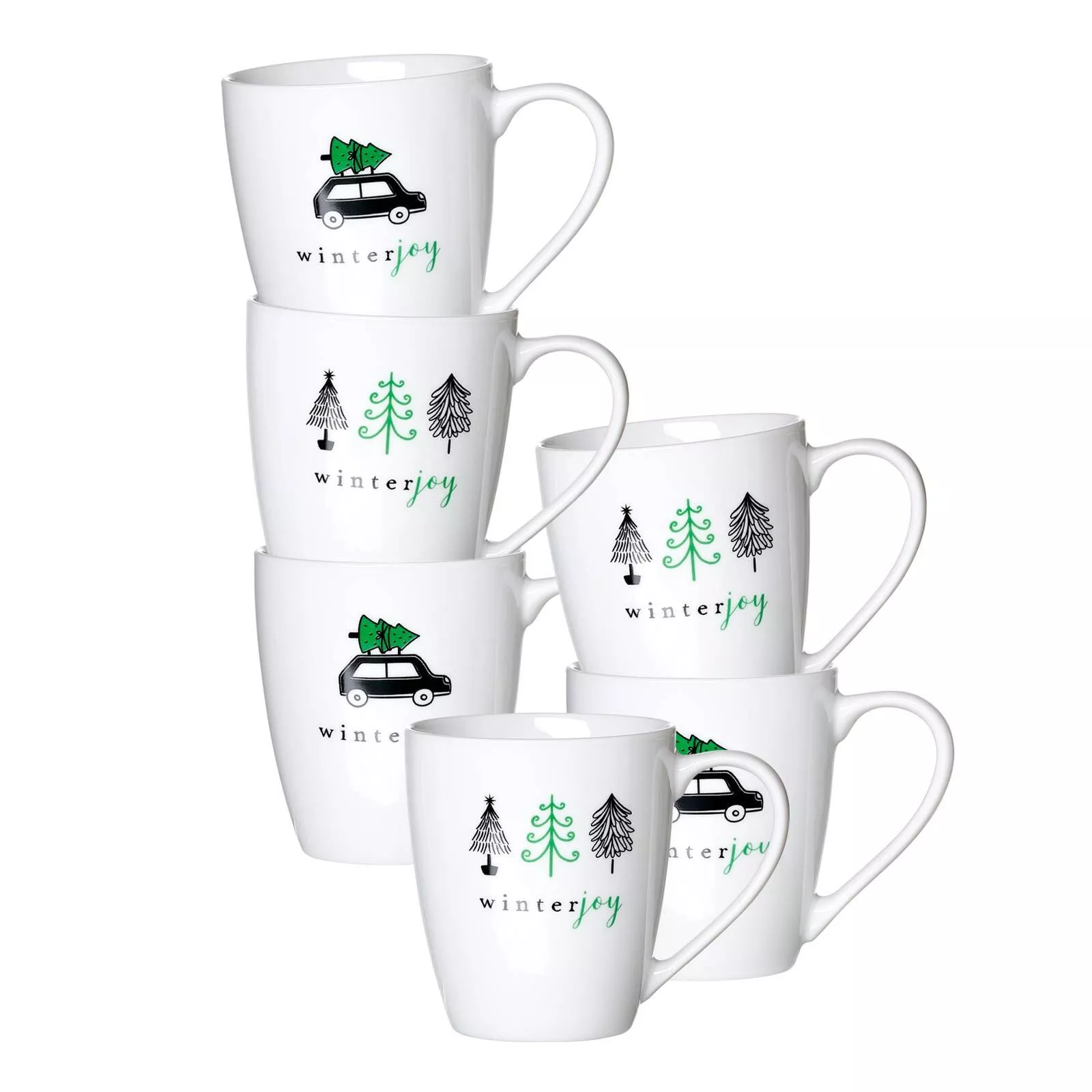 Ritzenhoff Breker Mug Winter Joy Green white 360 ​​ml 6-piece set