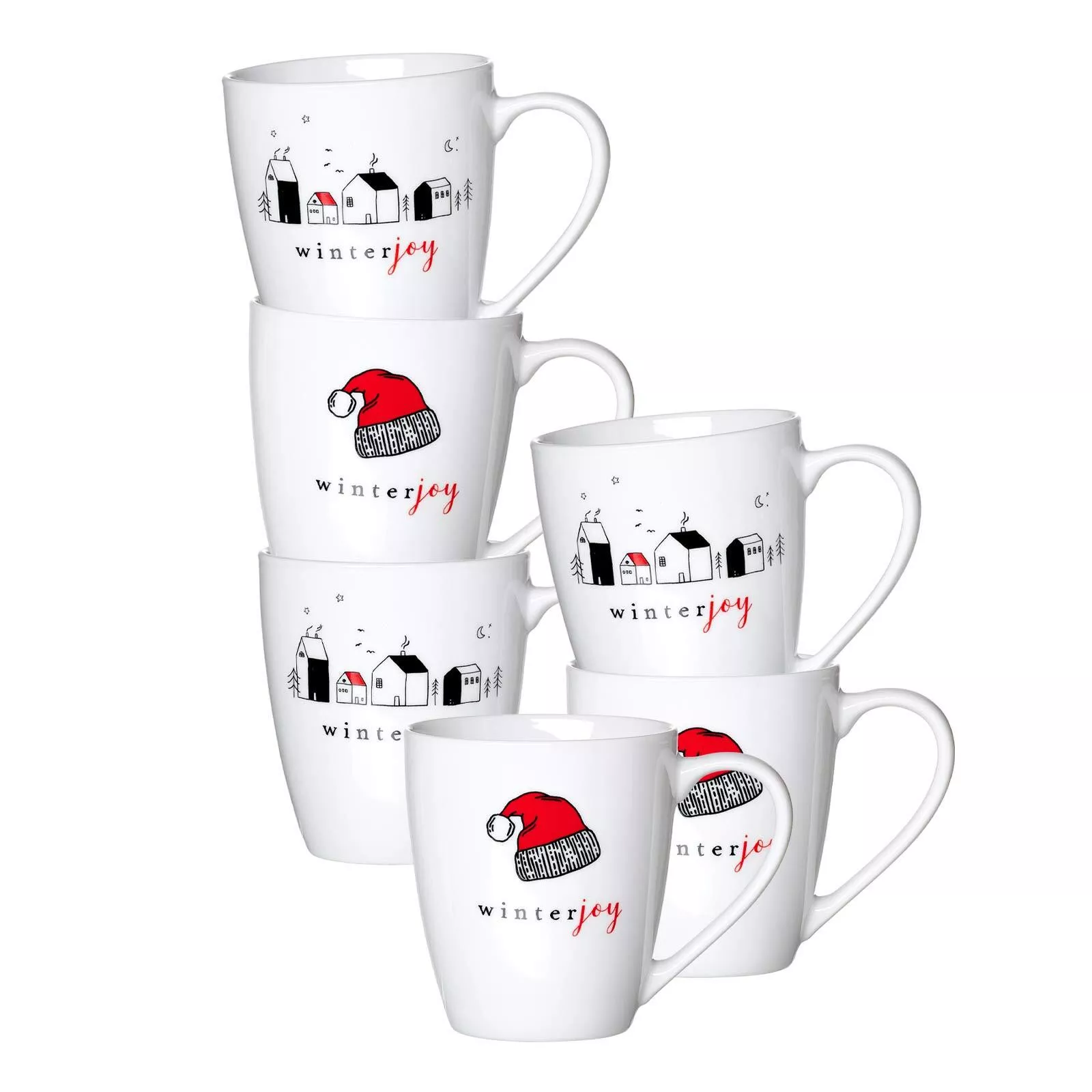 Ritzenhoff Breker Mug Winter Joy Red white 360 ​​ml 6-piece set