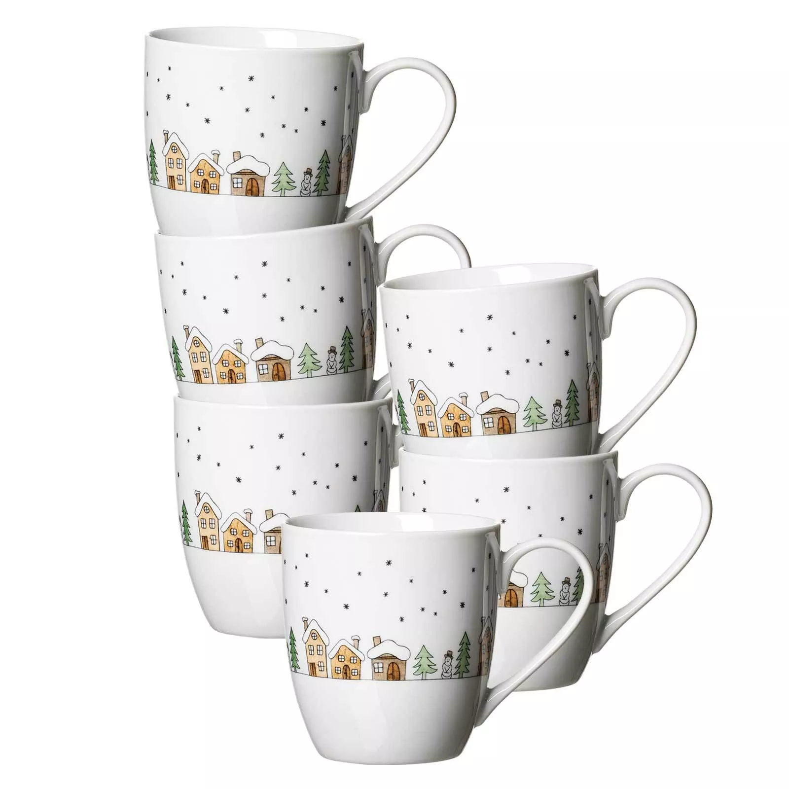 Ritzenhoff Breker JUMBO CUPS Winter Village White 500 ml 6-piece set