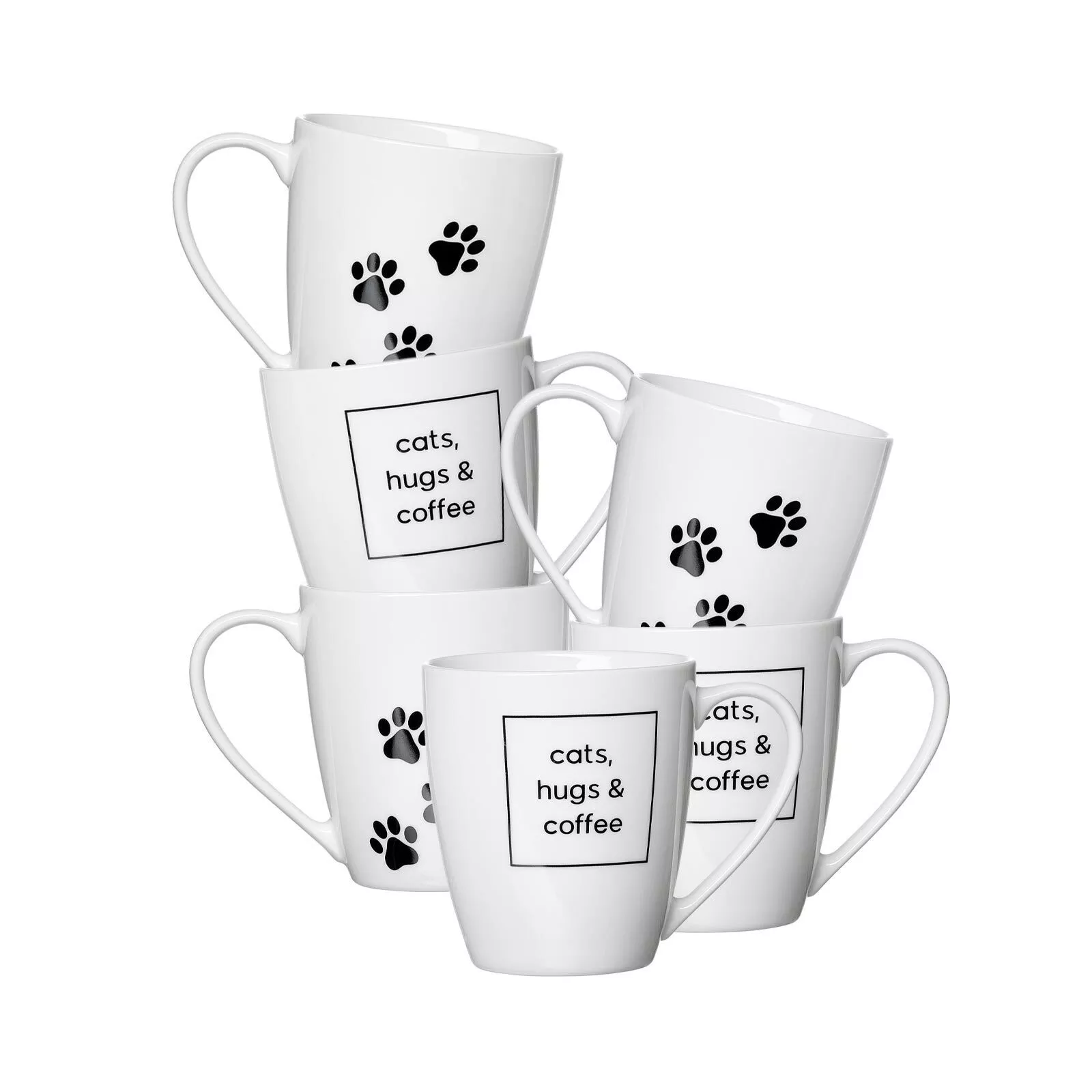 Ritzenhoff Breker Mika Cat white coffee mugs, 360 ml, set of 6