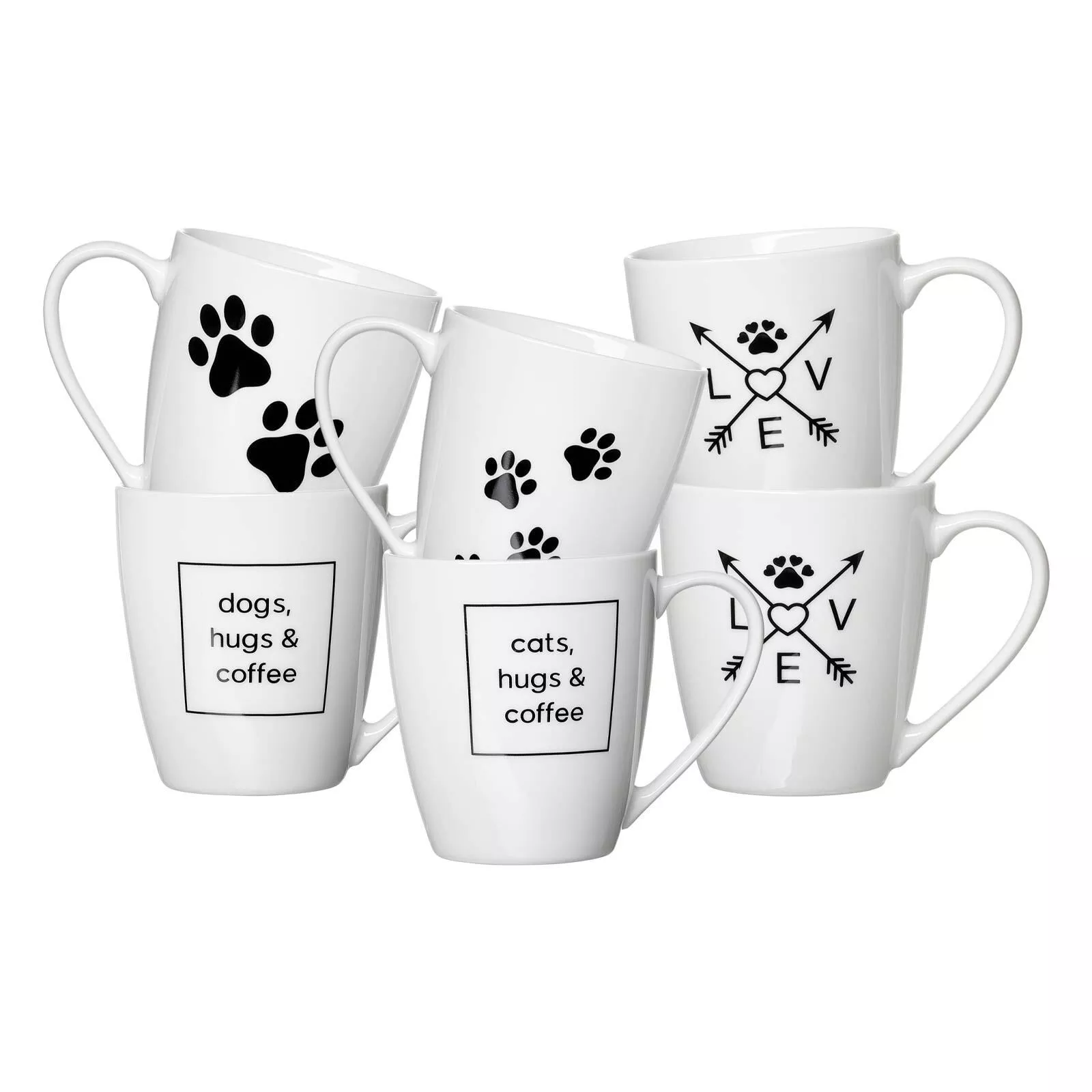 Ritzenhoff Breker Mika Mix white coffee mugs, 360 ml, set of 6