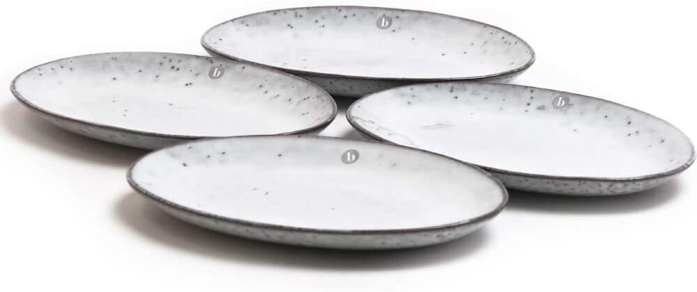 Broste Copenhagen Nordic Sand Set of 4 Oval Plates 22 cm Sand-Coloured / Grey / Beige Dessert Plates Appetiser Plates Cake Plates Serving Plates Scandinavian Design Nordic Dishwasher Safe