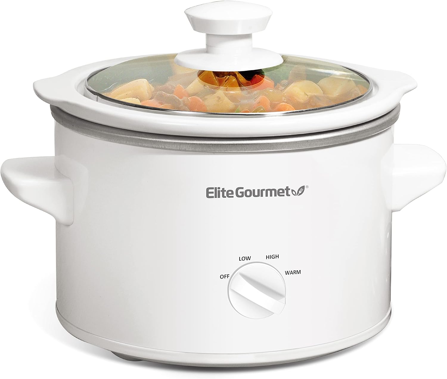 Elite Gourmet MST-250XW# Ceramic Slow Cooker Electric with Adjustable Temperature for Appetizers, Sauces, Soups, Roasts, Stews and Dips, Dishwasher Safe (1.7L, White)
