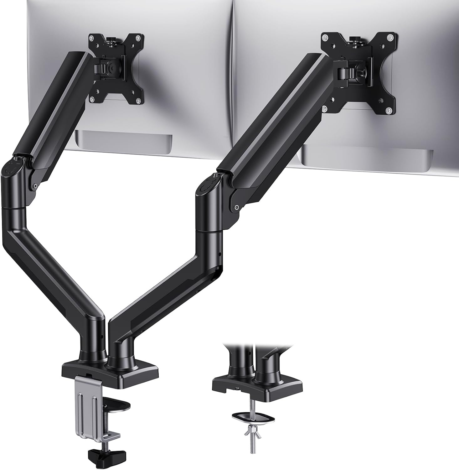 HUANUO Store HUANUO Monitor Mount for 2 Monitors, Stable & Ergonomic Dual Monitor Arm up to 32 Inches, Height Adjustable, Tilt & Rotate, VESA 75/100, up to 10 kg per arm