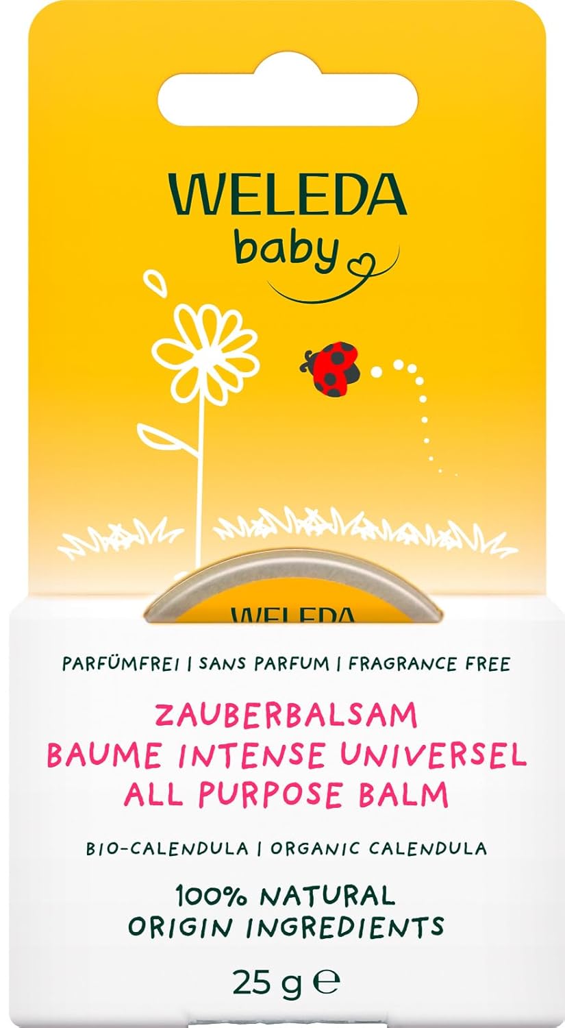 WELEDA Organic Baby Calendula Magic Balm - Natural Cosmetics Universal Balm for Face & Body for Care & Soothing Dry Skin and Lips. Rich All-Purpose Balm for Babies & Children (1 x 25 g)