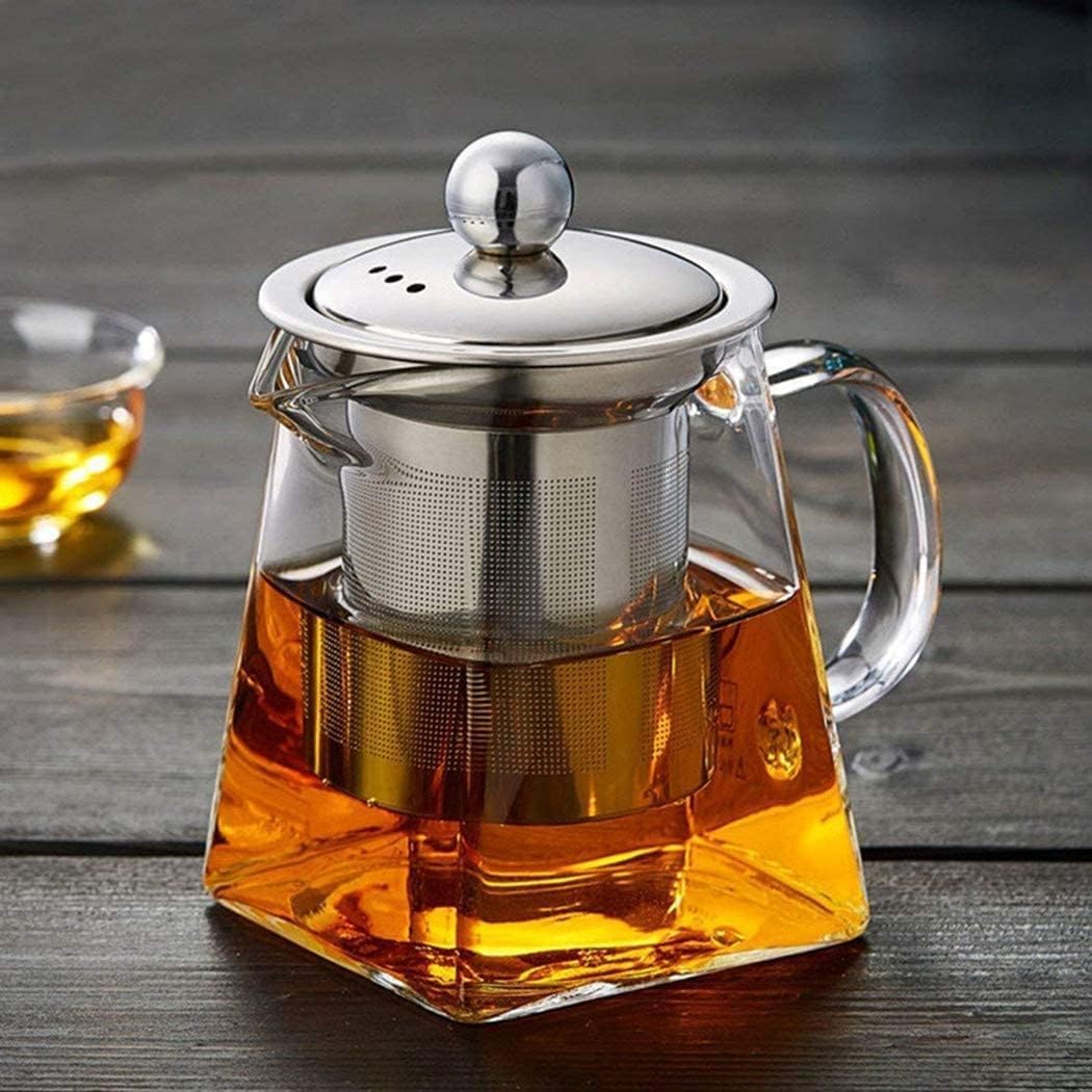XFLYP 750 ml Teapot Glass Tea Maker with Removable Stainless Steel Strainer, Glass Tea Maker with Lid, Perfect for Loose Tea and Coffee Tea Bags, Heat Resistant & Transparent